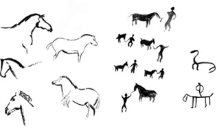 Assorted cave paintings from the Iberian Peninsula